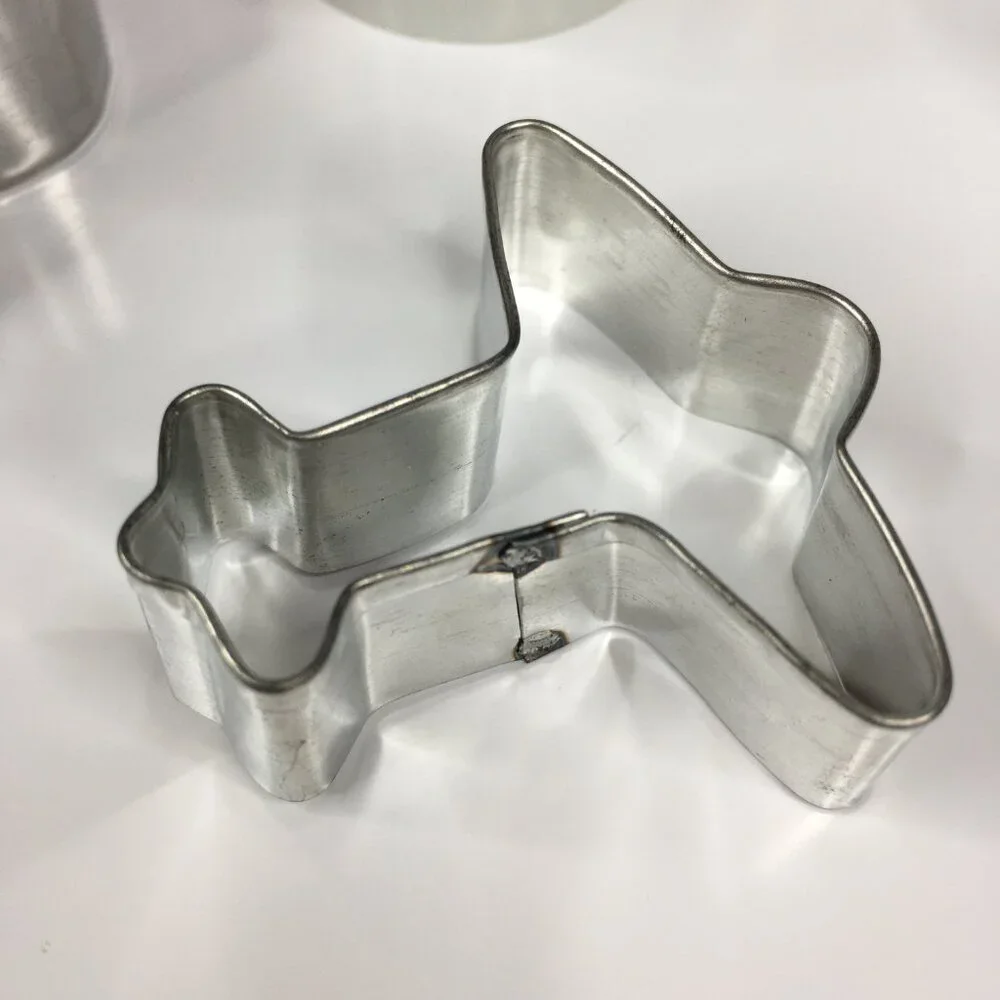 6 Cookie Cutters Various Shapes Carousel Hearts Cross Shamrock Clover Airplane